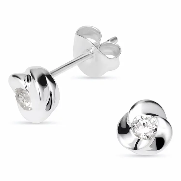 Små blommor örhängestift i silver