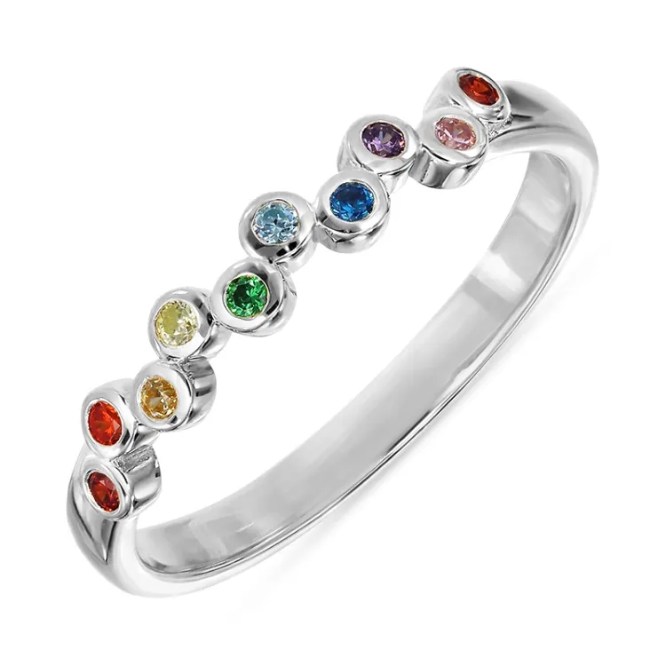 multifärgat zirkon ring i silver - Bubbly Twist