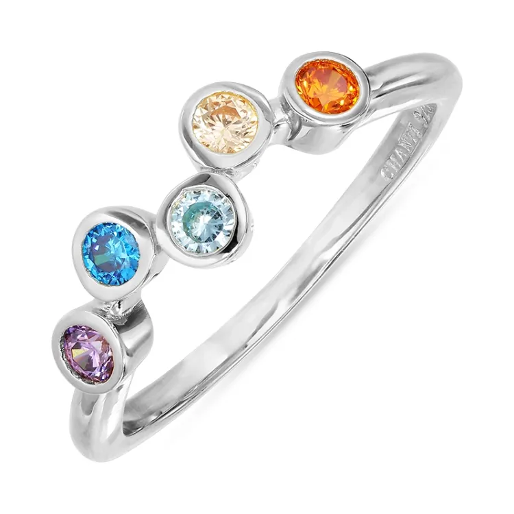 multifärgat zirkon ring i silver - Bubbly Twist