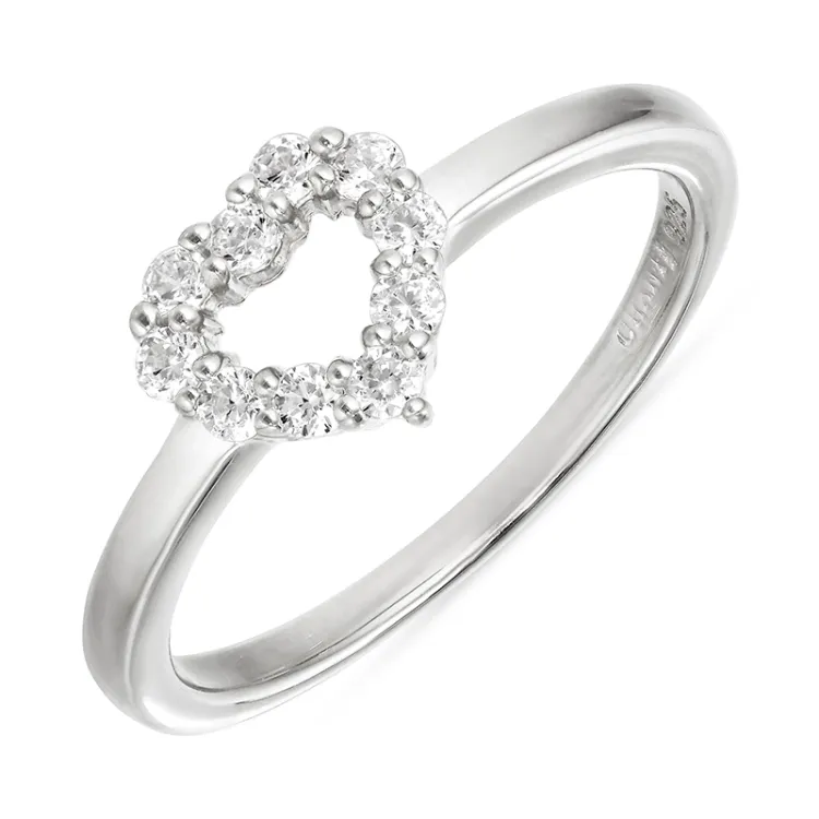 hjärta zirkon ring i silver