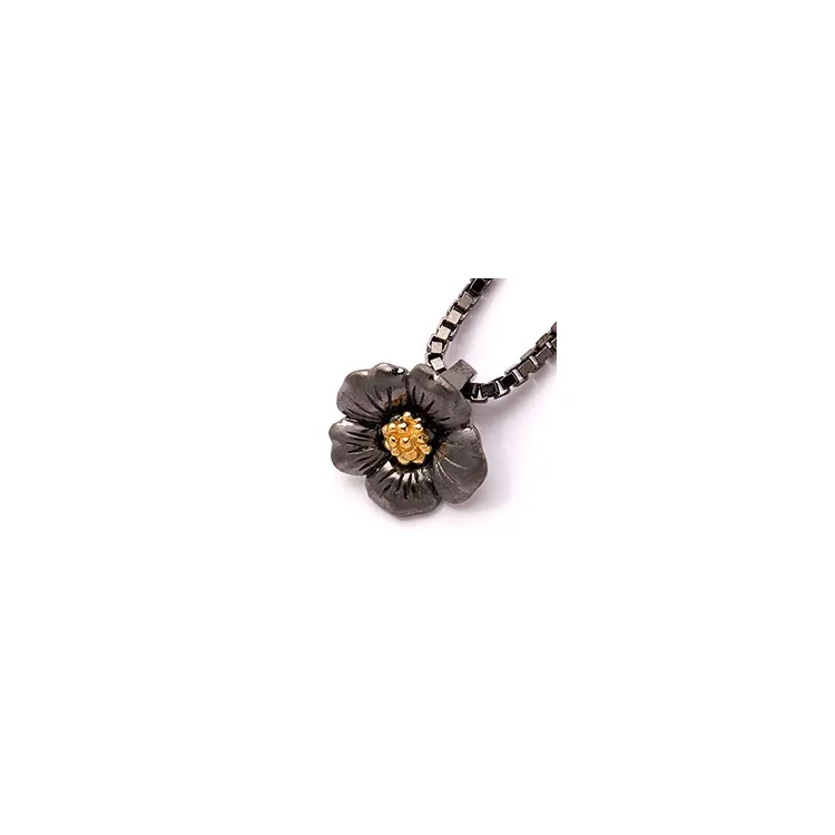Dark Harmony blommor blommaberlock i svart rhodinerat silver och förgyllt silver