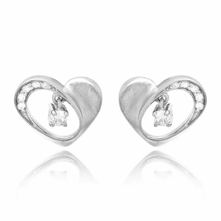 Abstrakt hjärta zirkon örhängen i silver