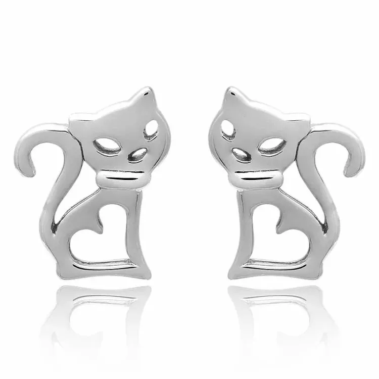 Blanka katter örhängestift i silver