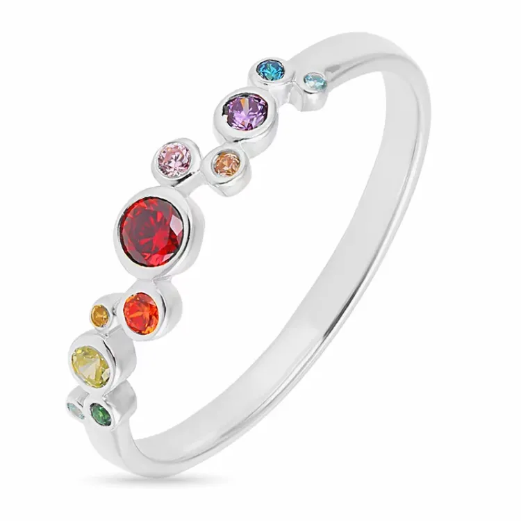multifärgat ring i silver - Bubbly Twist