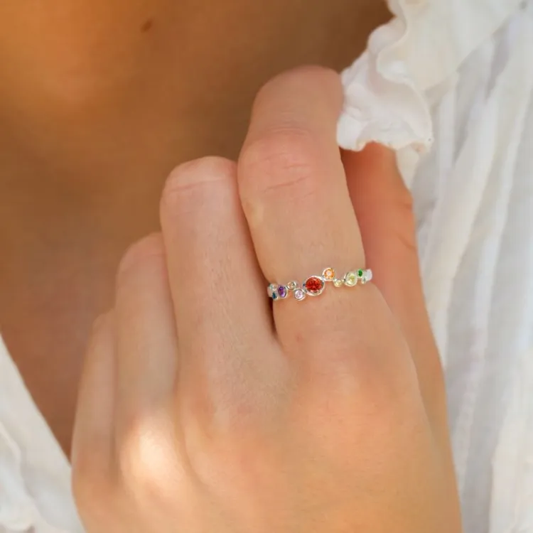 multifärgat ring i silver - Bubbly Twist