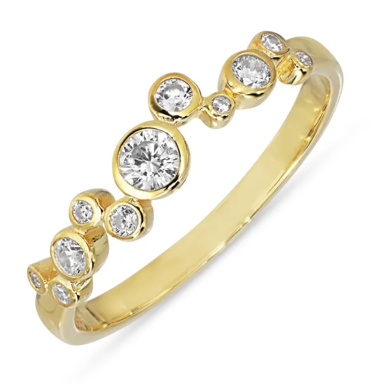 vit zirkon ring i förgyllt silver - Bubbly Sparkle