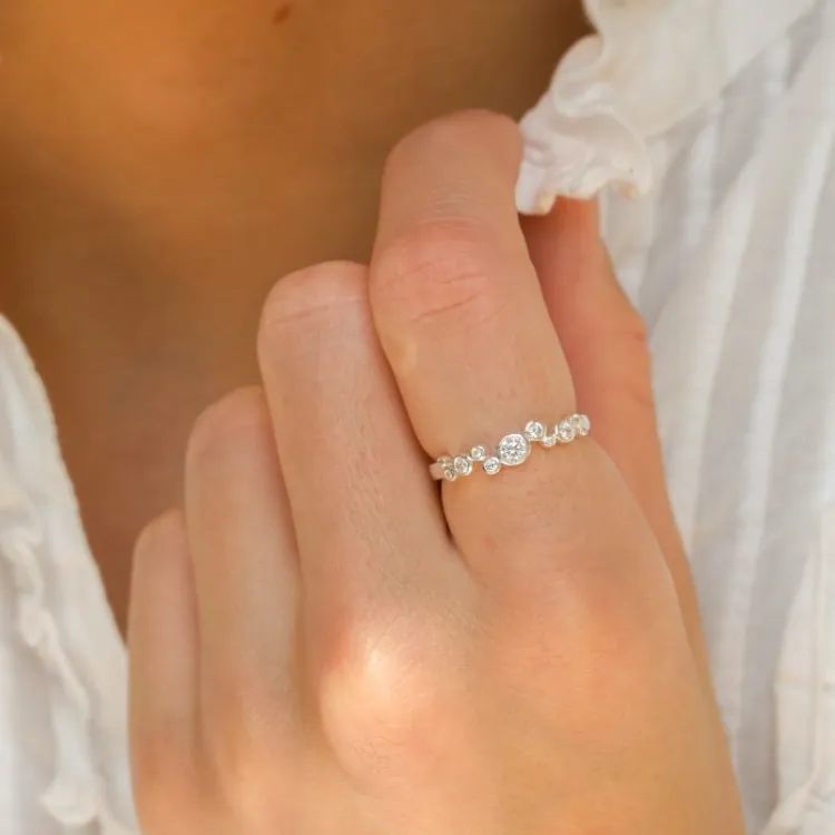 vit zirkon ring i silver - Bubbly Sparkle