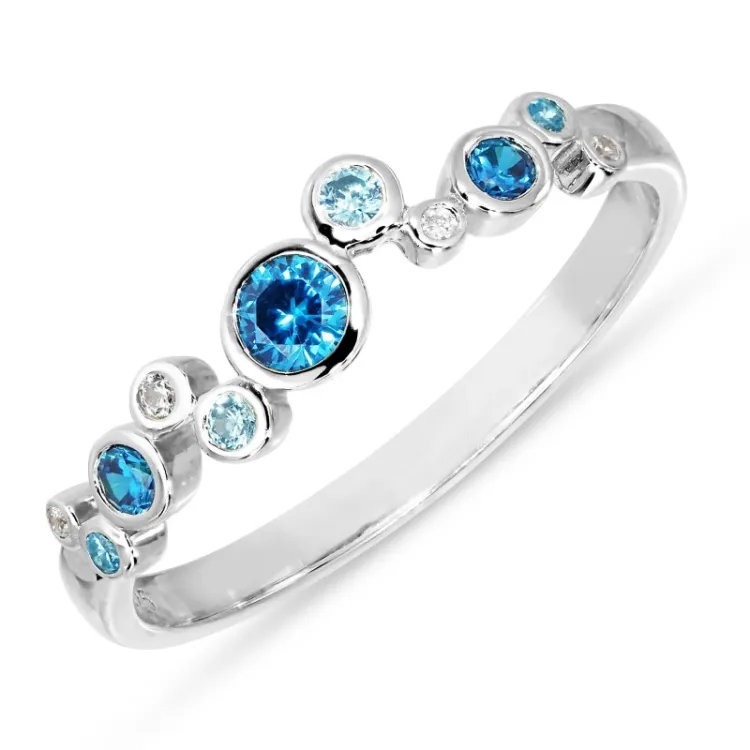 blå zirkon ring i silver - Bubbly Twist