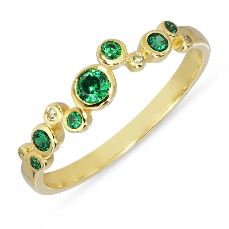 grön zirkon ring i förgyllt silver - Bubbly Twist