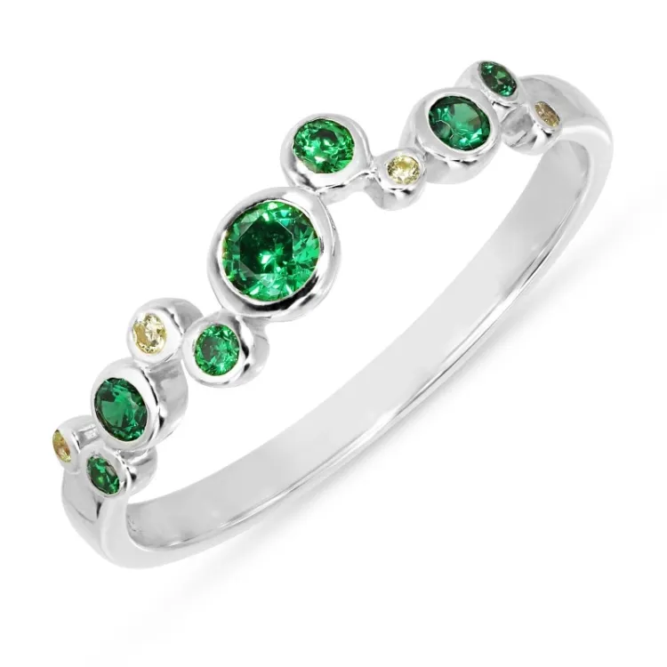 grön zirkon ring i silver - Bubbly Twist