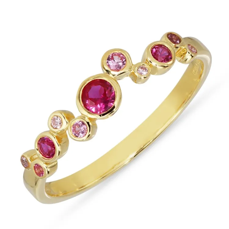 rosa zirkon ring i förgyllt silver - Bubbly Twist