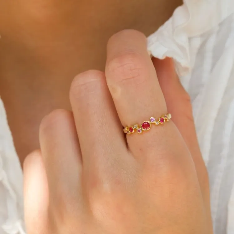 rosa zirkon ring i förgyllt silver - Bubbly Twist