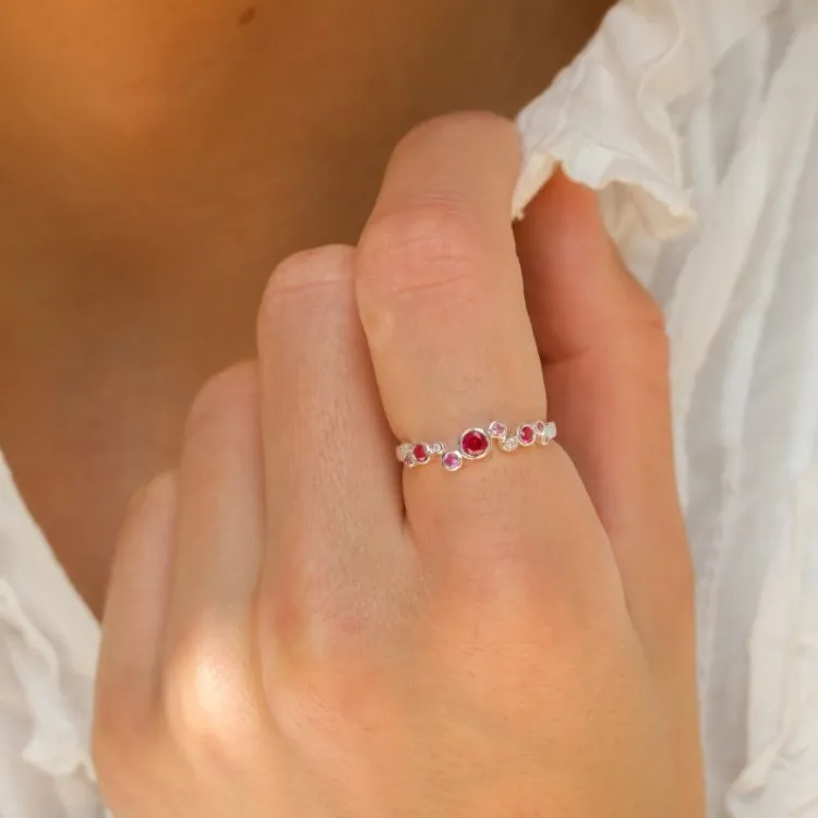rosa zirkon ring i silver - Bubbly Twist