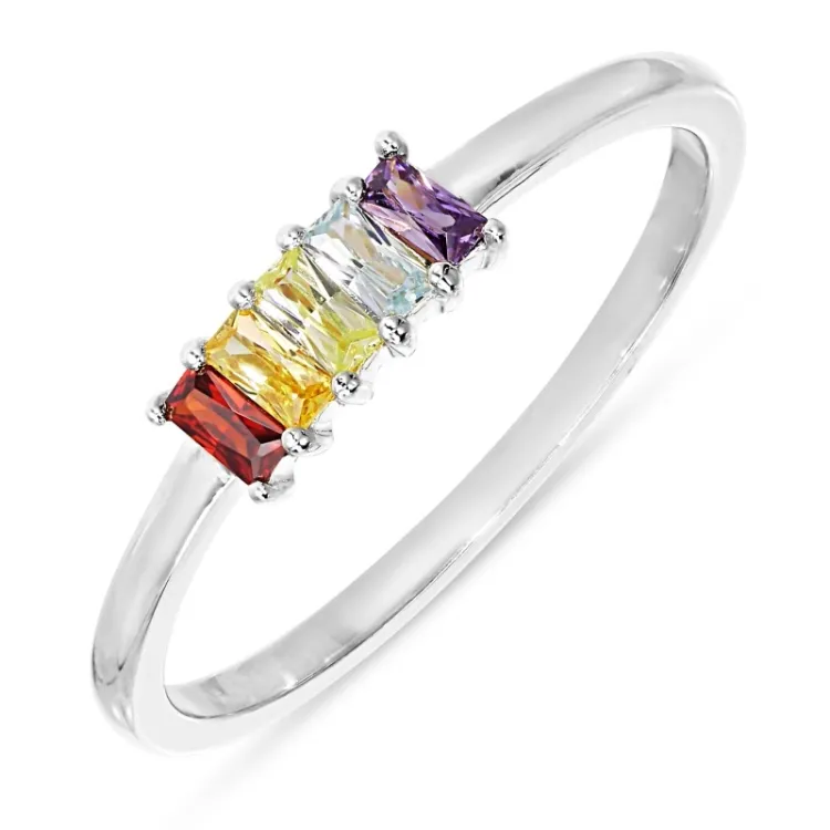 multifärgat zirkon ring i silver