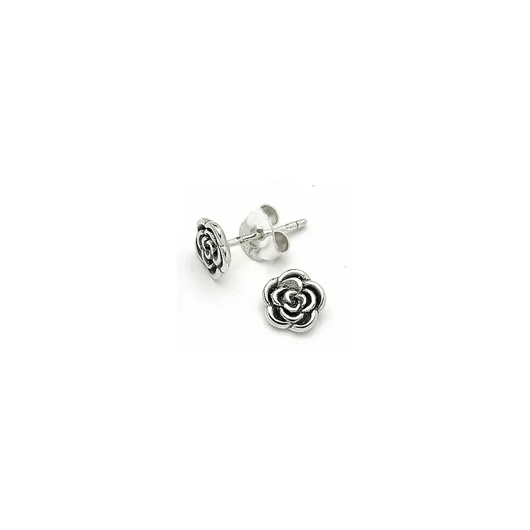 Ros örhängen i oxiderat sterlingsilver