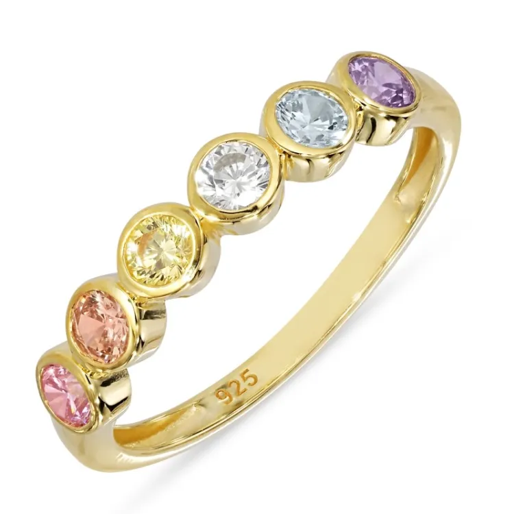 multifärgat zirkon ring i förgyllt silver - Bubbly Twist