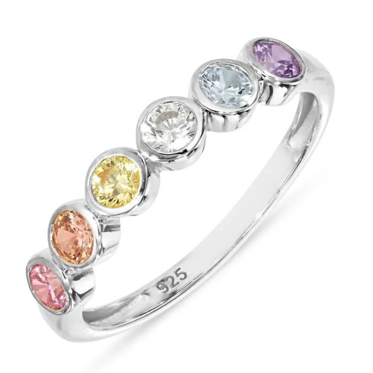 multifärgat zirkon ring i silver - Bubbly Twist