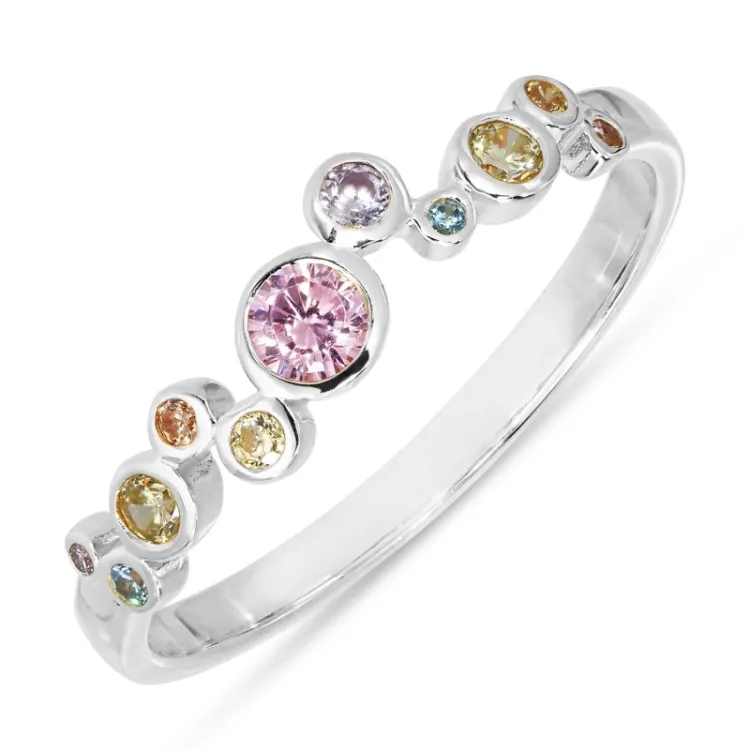 rosa zirkon ring i silver - Bubbly Twist