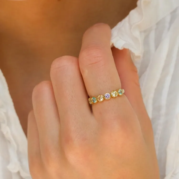 multifärgat zirkon ring i förgyllt silver - Bubbly Twist