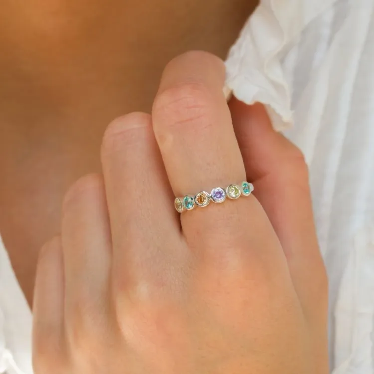 multifärgat zirkon ring i silver - Bubbly Twist