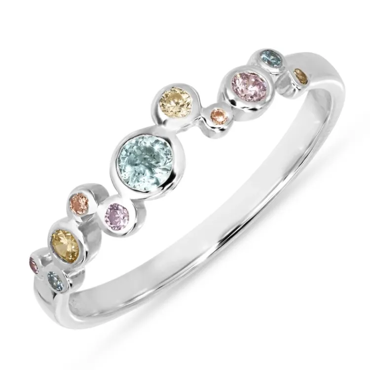 multifärgat zirkon ring i silver - Bubbly Twist