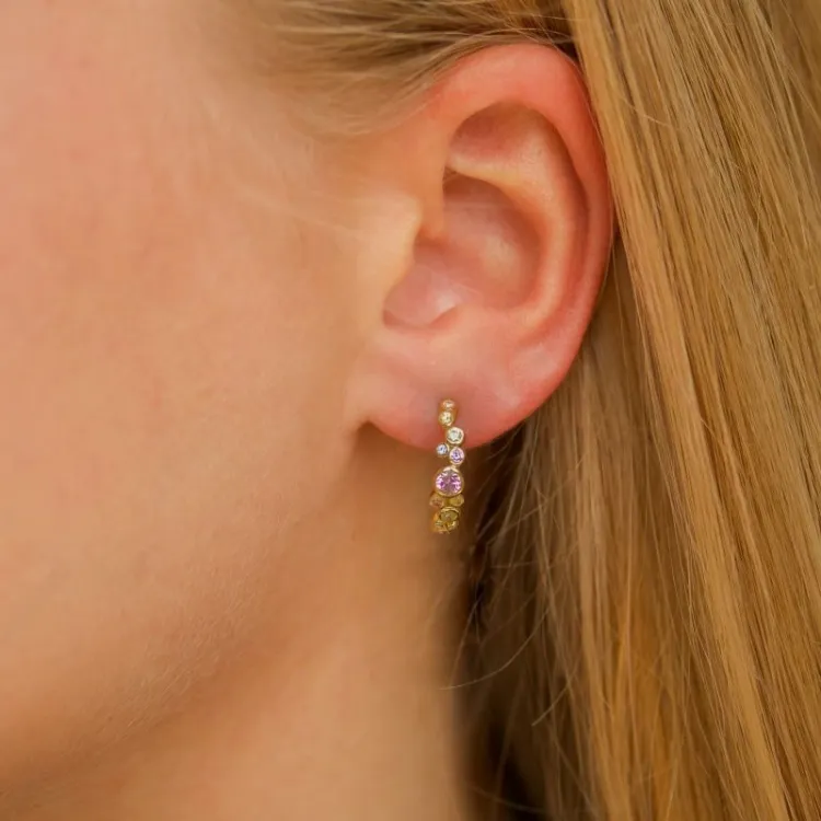 multifärgade zirkon halvcreol i förgyllt silver - Bubbly Twist