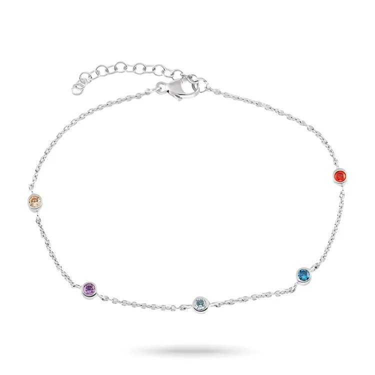multifärgat zirkon armband i silver