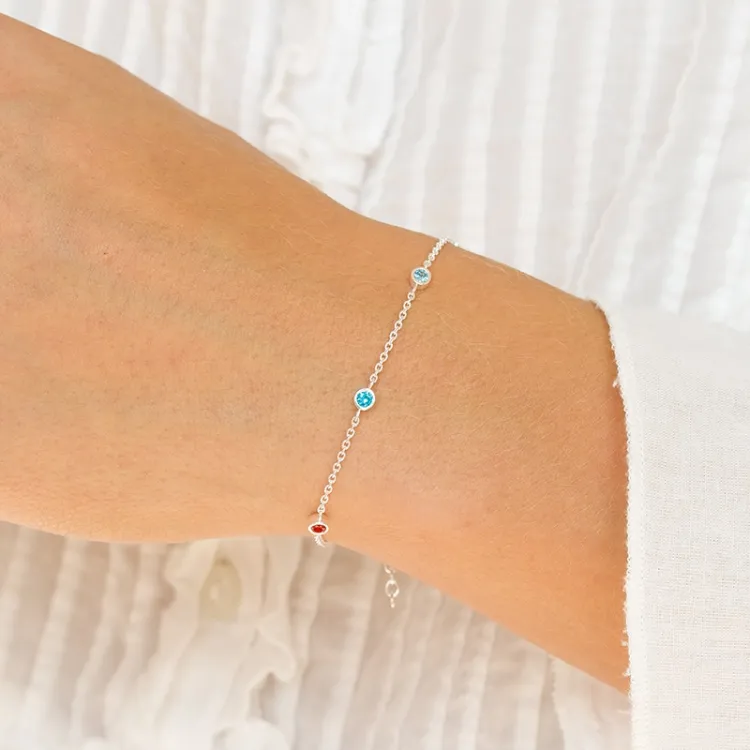 multifärgat zirkon armband i silver