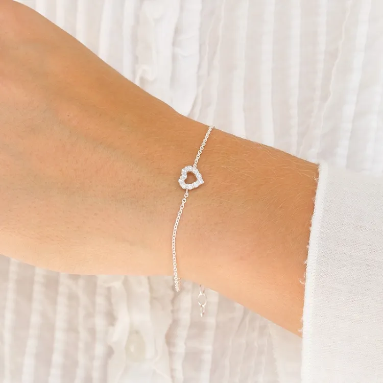 hjärta vit zirkon armband i silver