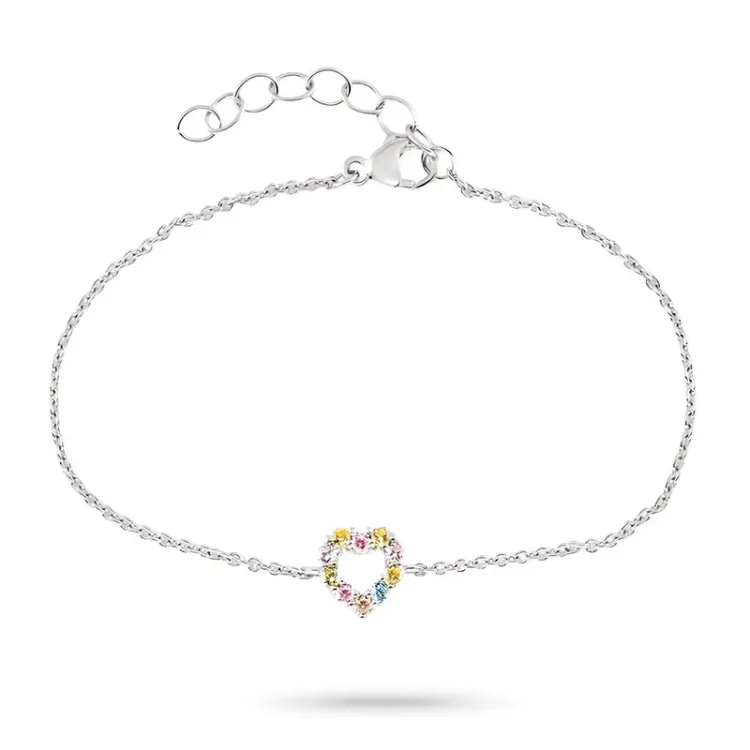hjärta multifärgat zirkon armband i silver