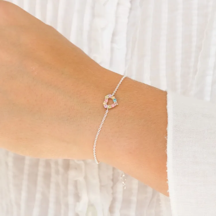 hjärta multifärgat zirkon armband i silver