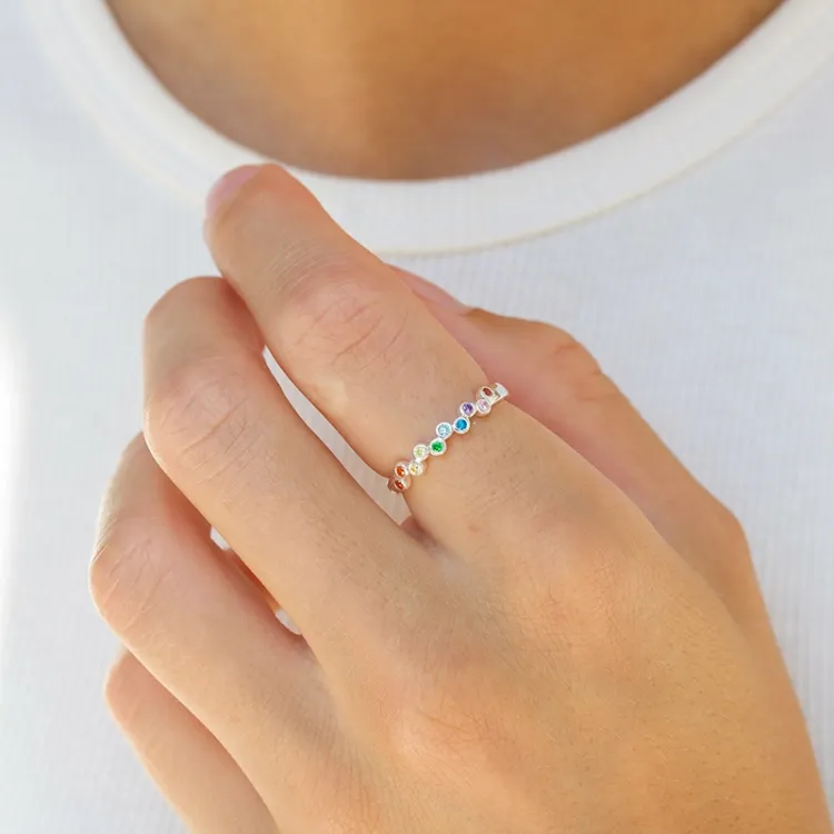 multifärgat zirkon ring i silver - Bubbly Twist
