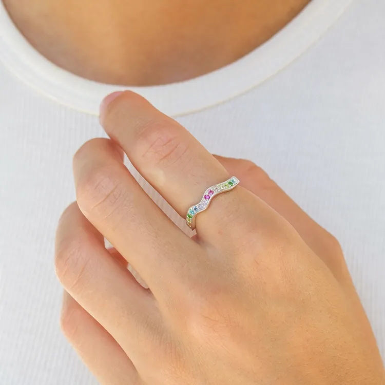 multifärgat zirkon ring i silver