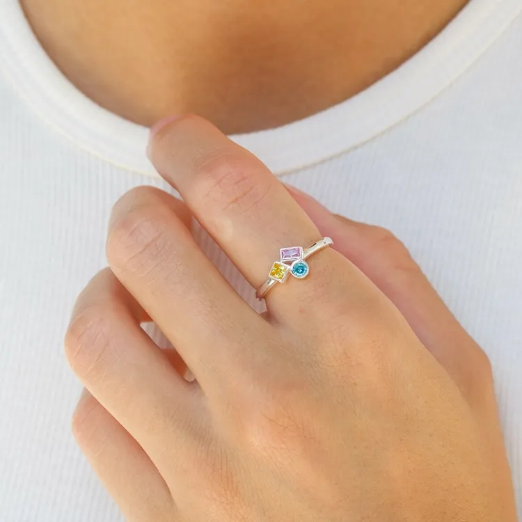 multifärgat zirkon ring i silver