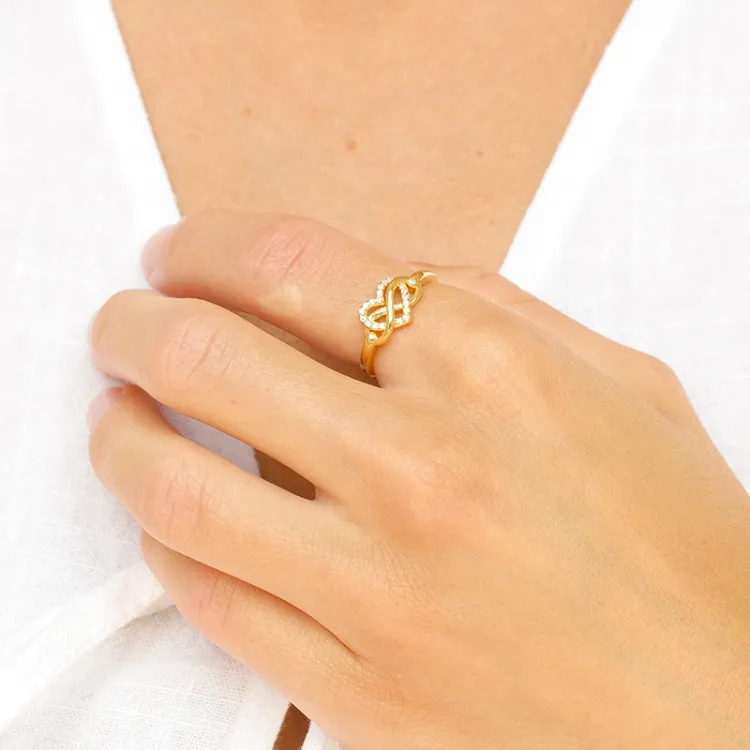 infinity zirkon ring i förgyllt silver