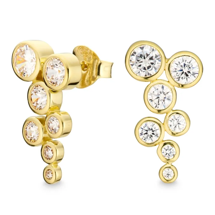 zirkon örhängen i förgyllt silver - Bubbly Sparkle