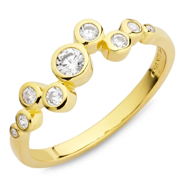 zirkon ring i förgyllt silver - Bubbly Sparkle