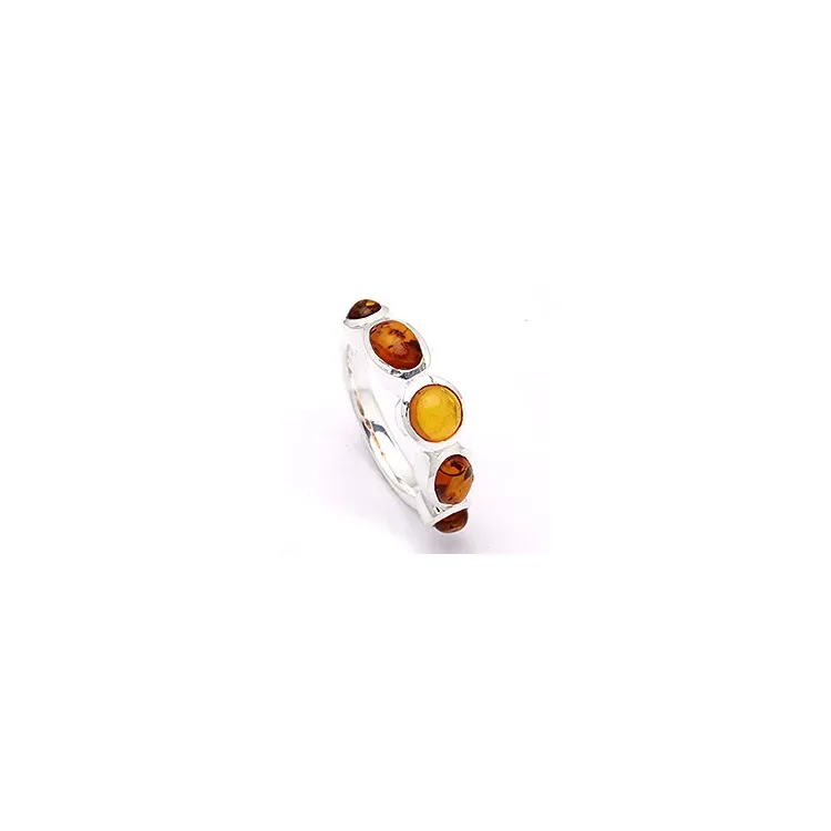 bärnsten ring i silver