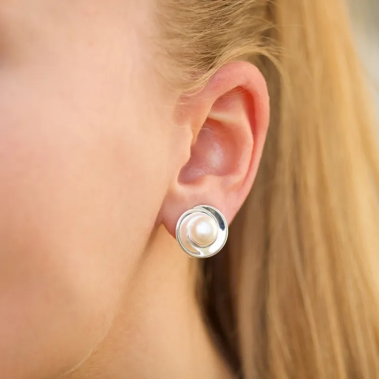 Pärla öronclips i silver
