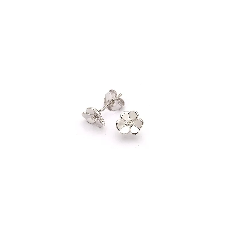 blommor örhängestift i silver med diamant 