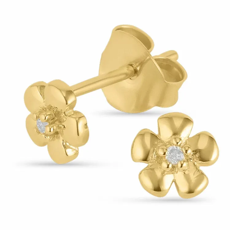 blommor diamantörhängen i förgyllt silver med diamant
