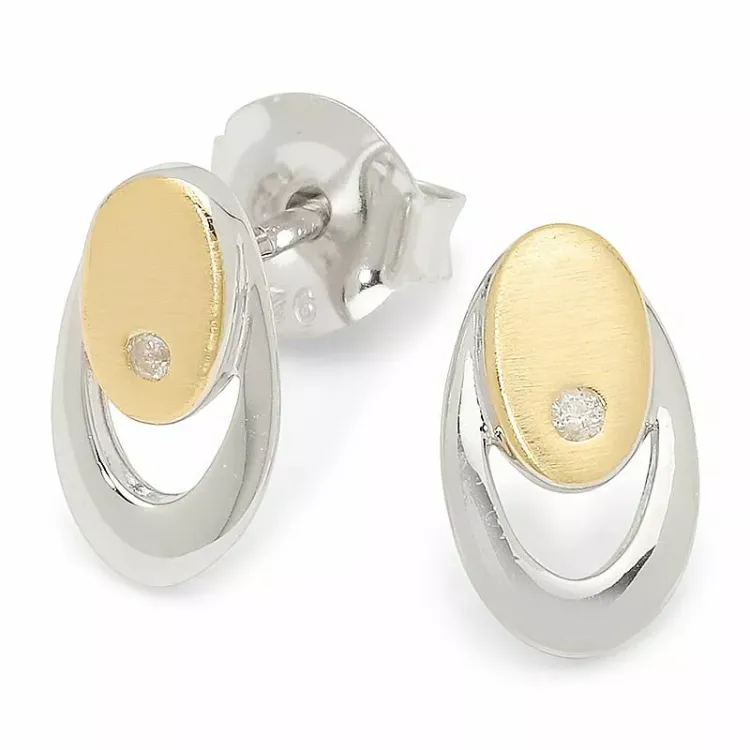 Ovala diamant diamantörhängen i silver med diamant 