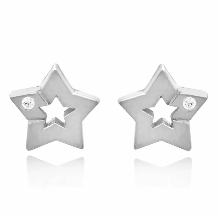 Star set med örhängen och halsband i silver vita zirkoner