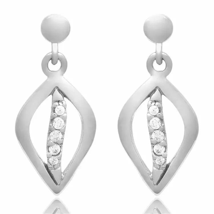 set med örhängen och halsband i silver vit zirkon