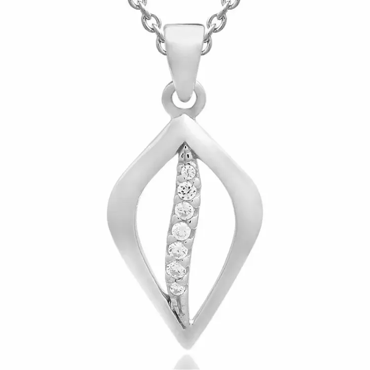 set med örhängen och halsband i silver vit zirkon