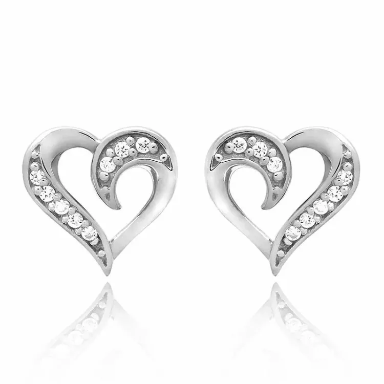 Hjärta set med örhängen och halsband i silver vit zirkon