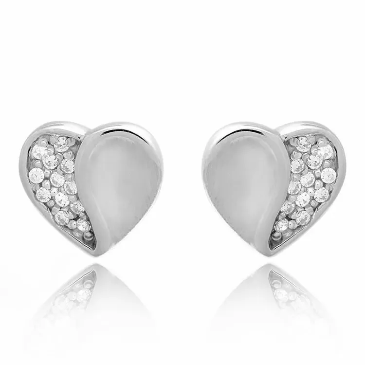 Hjärta set med örhängen och halsband i silver vit zirkon