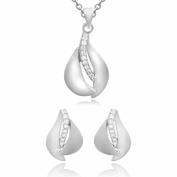  set med örhängen och halsband i silver vit zirkon