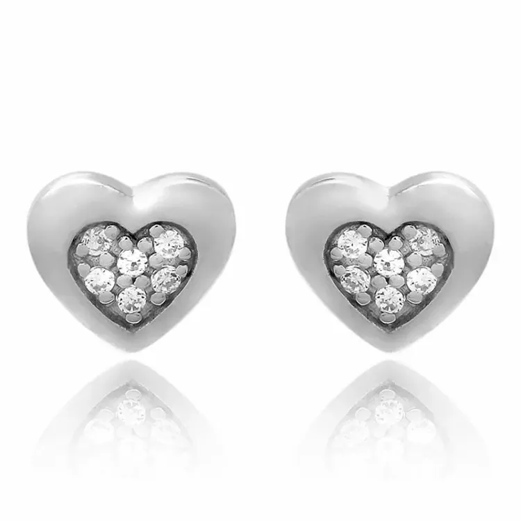 Hjärta set med örhängen och halsband i silver vit zirkon