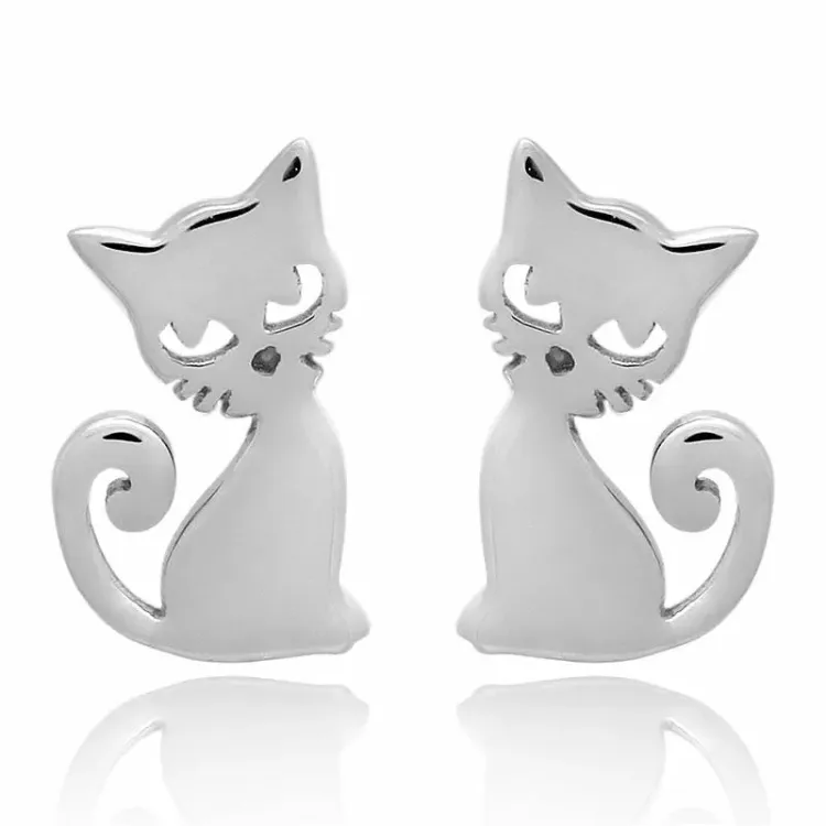 Katt set med örhängen och halsband i silver